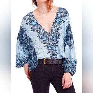 Free People Birds Of A Feather Balloon Sleeve Top